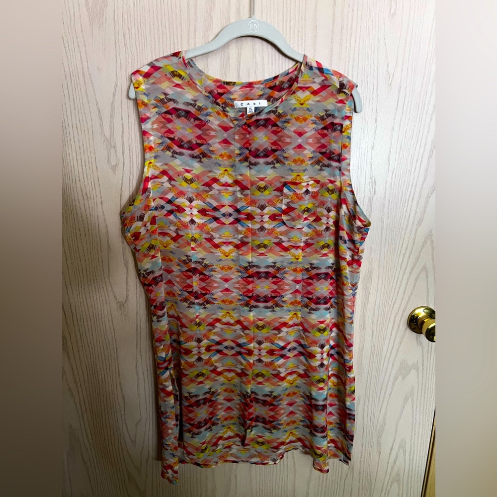 CAbi Style #750 Button Down Colorblock Tank XL